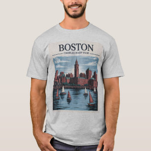 Alte Stadtansicht von Boston Massachusetts mit Seg T-Shirt