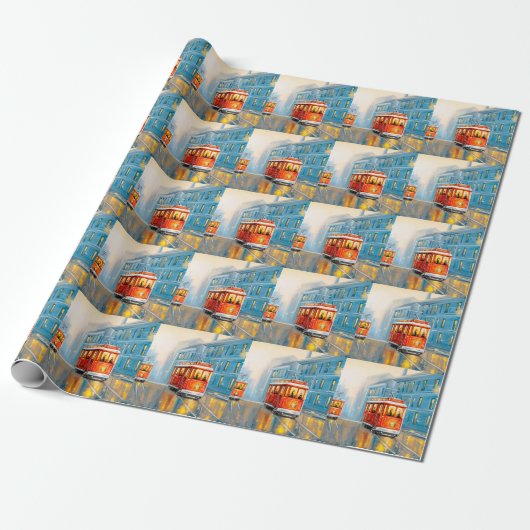 Alte Stadtbahn Ölgemälde Geschenkpapier (Ungerollt)
