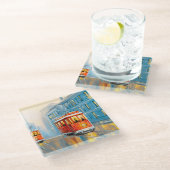 Alte Stadtbahn Ölgemälde Glasuntersetzer (Schrägansicht)