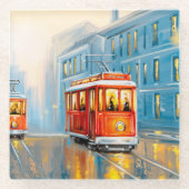 Alte Stadtbahn Ölgemälde Glasuntersetzer (Vorderseite)