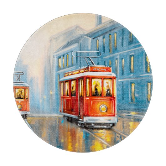 Alte Stadtbahn Ölgemälde Schneidebrett (Vorderseite)
