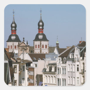 Alte Stadtgebäude Quadratischer Aufkleber