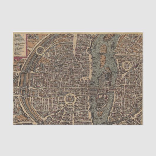 Alte Stadtkarte Seidenpapier (Vorderseite)