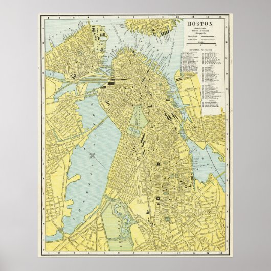 Alte Stadtkarte von Boston 1899 Poster (Vorne)