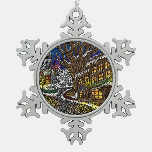 Alte Stadtverzierung Schneeflocken Zinn-Ornament (Vorderseite)