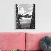 Alte Stallhalle Land Schwarz-Weiß-Foto Leinwanddruck (Insitu (Wohnzimmer))