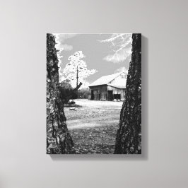 Alte Stallhalle Land Schwarz-Weiß-Foto Leinwanddruck