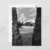 Alte Stallhalle Land Schwarz-Weiß-Foto Postkarte (Vorne/Hinten)
