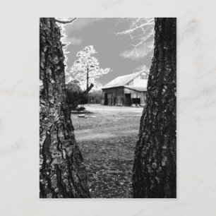 Alte Stallhalle Land Schwarz-Weiß-Foto Postkarte