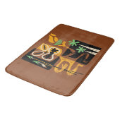 Alte Stammesrituale: Mann mit Feuer und Speere Badematte (Schrägansicht)