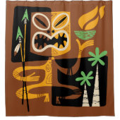 Alte Stammesrituale: Mann mit Feuer und Speere Duschvorhang (Vorderseite)