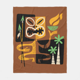 Alte Stammesrituale: Mann mit Feuer und Speere Fleecedecke