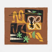 Alte Stammesrituale: Mann mit Feuer und Speere Fleecedecke (Vorderseite (Horizontal))