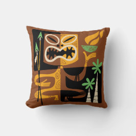 Alte Stammesrituale: Mann mit Feuer und Speere Kissen