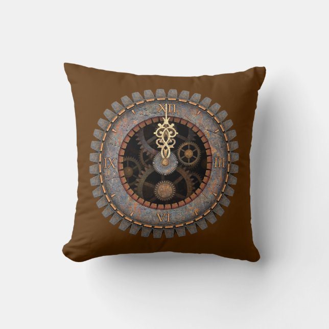 Alte Steampunk Uhr #1C Kissen (Vorderseite)
