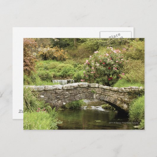 Alte Steinbrücke über einem Strom in Dartmoor Park Postkarte (Vorne/Hinten)