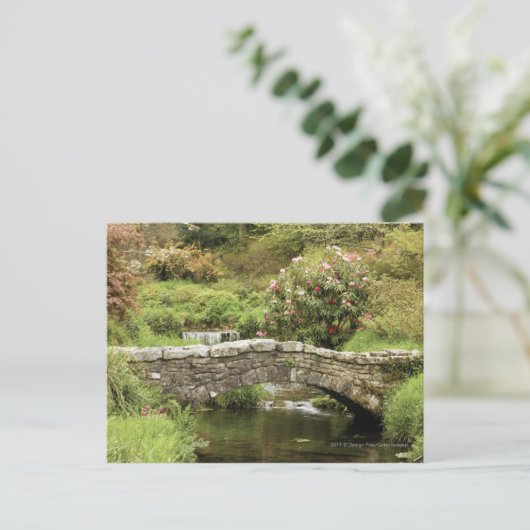 Alte Steinbrücke über einem Strom in Dartmoor Park Postkarte (Stehend Vorderseite)