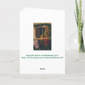 ALTE STEINE BLDG. FENSTER MIT HOLZSCHUHEN UND BLUM KARTE (Rückseite)