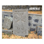 Alte Steinkreuze (Khachkars) in Armenien Fotodruck (Vorne)