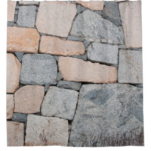 Alte Steinmauer der alten Burg. abstrakt, antike Duschvorhang