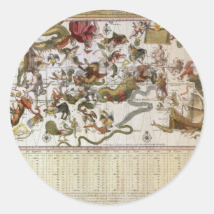 Alte Sternkarte der Konstellation von Backer und B Runder Aufkleber