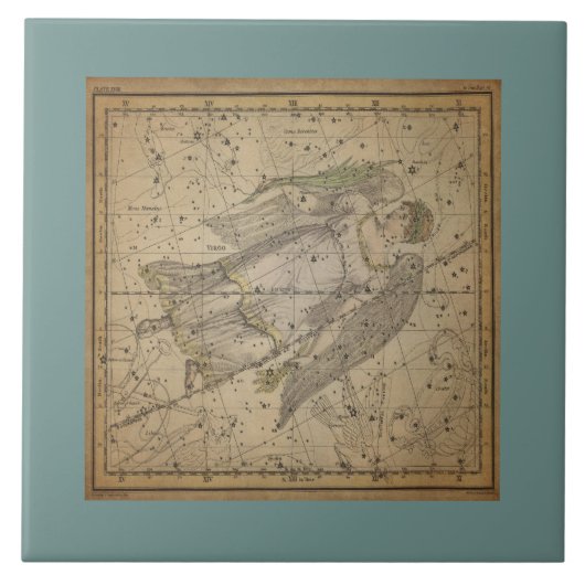 Alte Sternkarte Jungfrau des Mondes Fliese (Vorderseite)