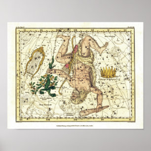 Alte Sternkarte Sternbild Herkules Poster