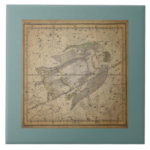Alte Sternkarte von Virgo dem Mond Fliese