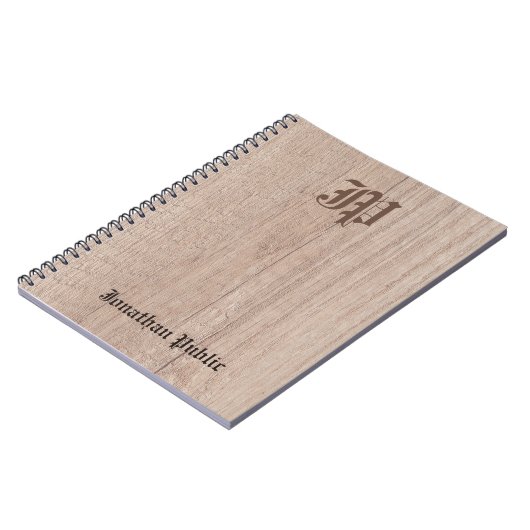 Alte Stilkalligraphie Monogram Template Holz Notizblock (Linke Seite)