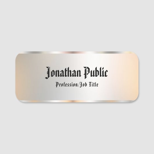 Alte Stilkalligraphie Skripttext Silver Look Namensschild (Vorderseite)