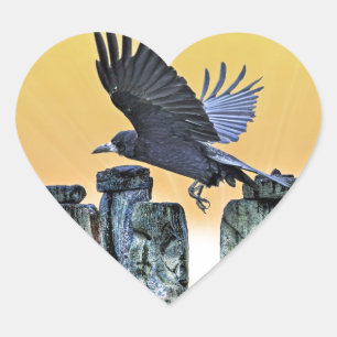 Alte Stonehenge & Rook Corvid-lover Geschenk Herz-Aufkleber
