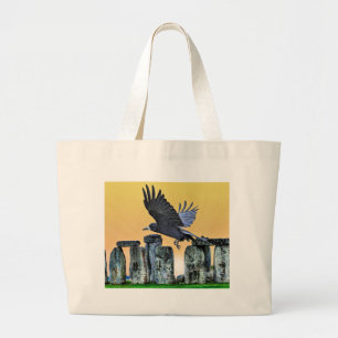 Alte Stonehenge & Rook Corvid-lover Geschenk Jumbo Stoffbeutel
