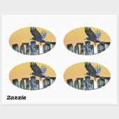 Alte Stonehenge & Rook Corvid-lover Geschenk Ovaler Aufkleber (Blatt)