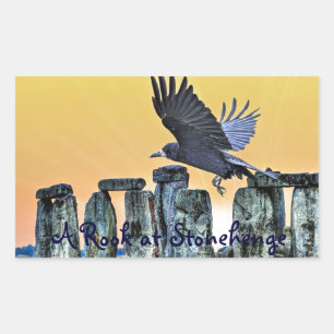 Alte Stonehenge & Rook Corvid-lover Geschenk Rechteckiger Aufkleber