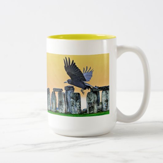 Alte Stonehenge & Rook Corvid-lover Geschenk Zweifarbige Tasse (Rechts)