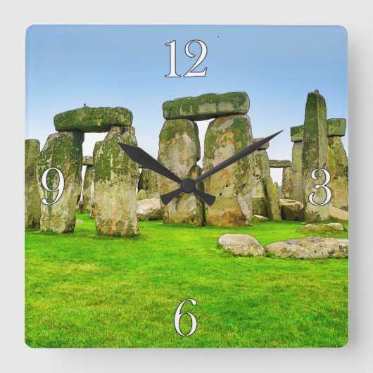 Alte Stonehenge Stehend Stones im Sommer Kunst Quadratische Wanduhr (Vorderseite)