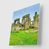 Alte Stonehenge Stehend Stones im Sommer Kunst Quadratische Wanduhr (Winkel)