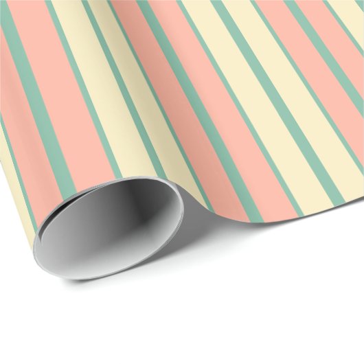 Alte Streifen in Pastellfarben, Aquamarin, rosa Cr Geschenkpapier (Rolleneckpunkt)
