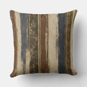 Alte Streifen Vintage Blau Botanischer Streifen Kissen