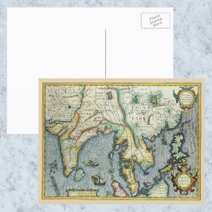 Alte Südostasienkarte von Mercator / Hondius Postkarte