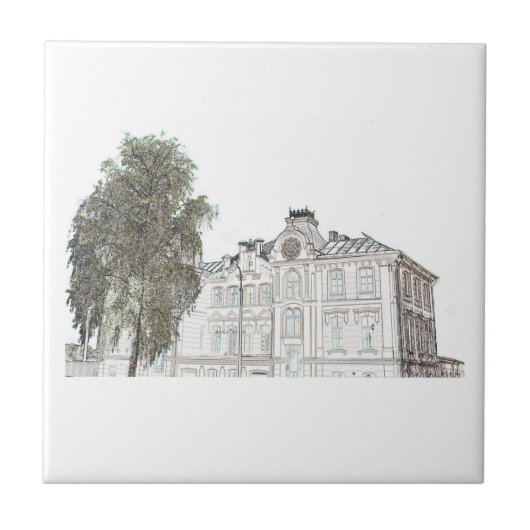 Alte Synagoge-Architekturskizze Fliese (Vorderseite)