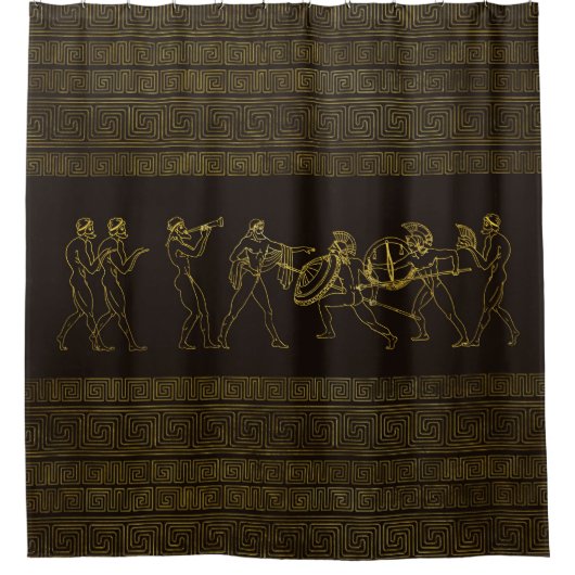 Alte Szene Spartas Griechenland auf griechischem Duschvorhang (Vorderseite)