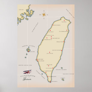 Alte Taiwan-Karte Poster