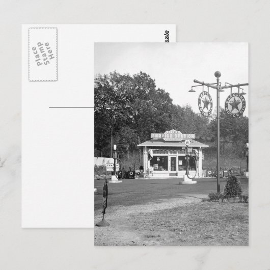 Alte Tankstelle, 1925 Postkarte (Vorne/Hinten)