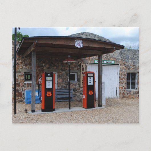 Alte Tankstelle auf der Straße 66 Postkarte (Vorderseite)