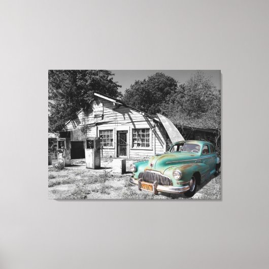 alte Tankstelle Leinwanddruck (Vorderseite)