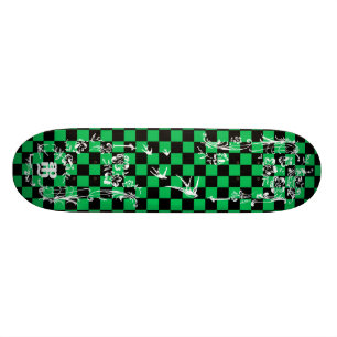 Alte Tätowierung Checkboard - Grün u. Schwarzes Skateboard