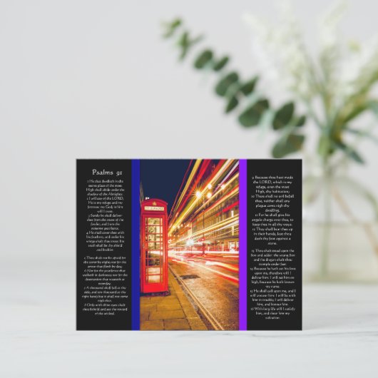 Alte Telefonkabine mit Psalmen Kapitel 91 Postkart Postkarte (Stehend Vorderseite)