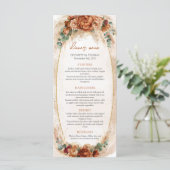 Alte Terracotta Tiefrot Eukalyptus boho Menükarte (Stehend Vorderseite)