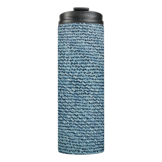 Alte Textur aus denim Stoff. abstrakt, anc Thermosbecher (Vorderseite)